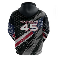 Custom American Flag Racing Hoodie Dirt Bike Motocross Racewear Hexagon and Lightning - Wonder Print Shop