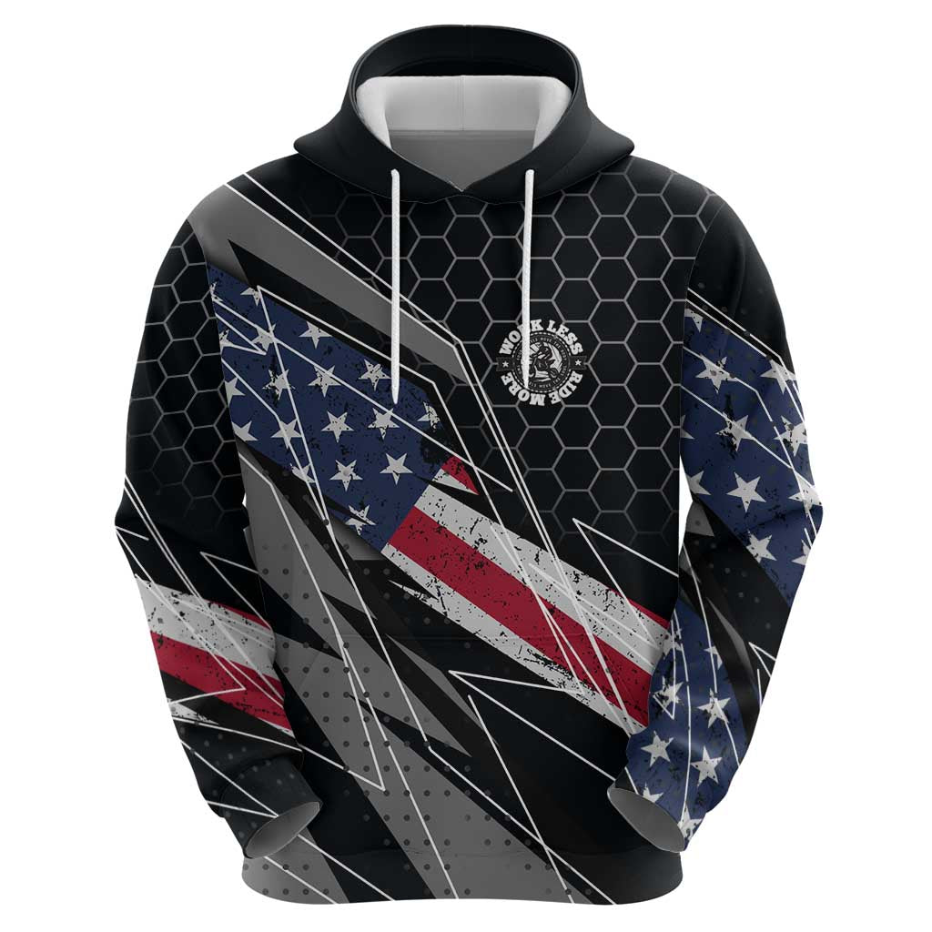 Custom American Flag Racing Hoodie Dirt Bike Motocross Racewear Hexagon and Lightning - Wonder Print Shop