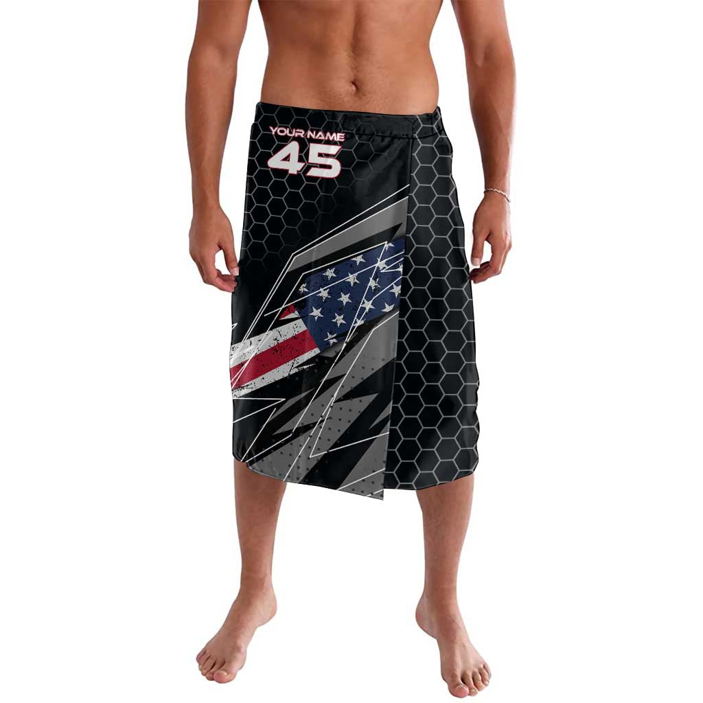 Custom American Flag Racing Lavalava Dirt Bike Motocross Racewear Hexagon and Lightning - Wonder Print Shop