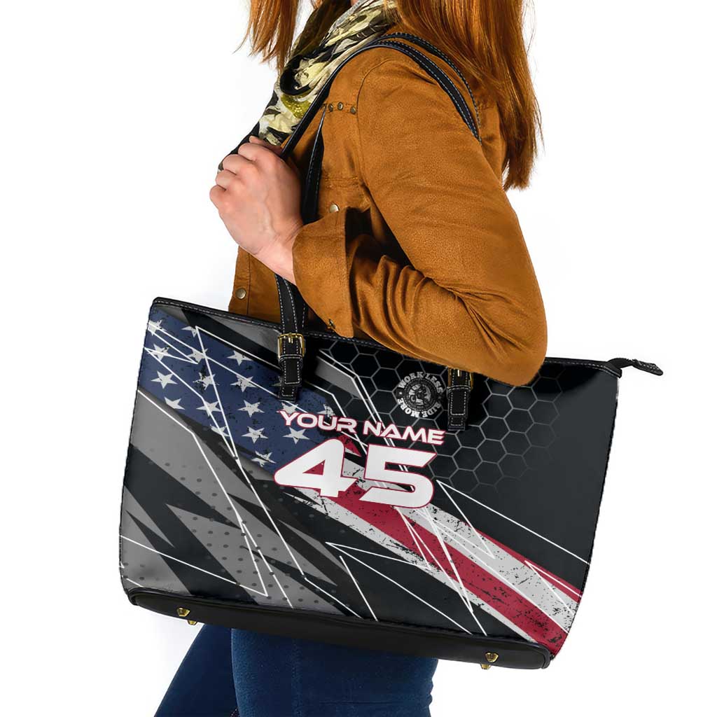 Custom American Flag Racing Leather Tote Bag Dirt Bike Motocross Racewear Hexagon and Lightning - Wonder Print Shop