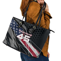 Custom American Flag Racing Leather Tote Bag Dirt Bike Motocross Racewear Hexagon and Lightning - Wonder Print Shop