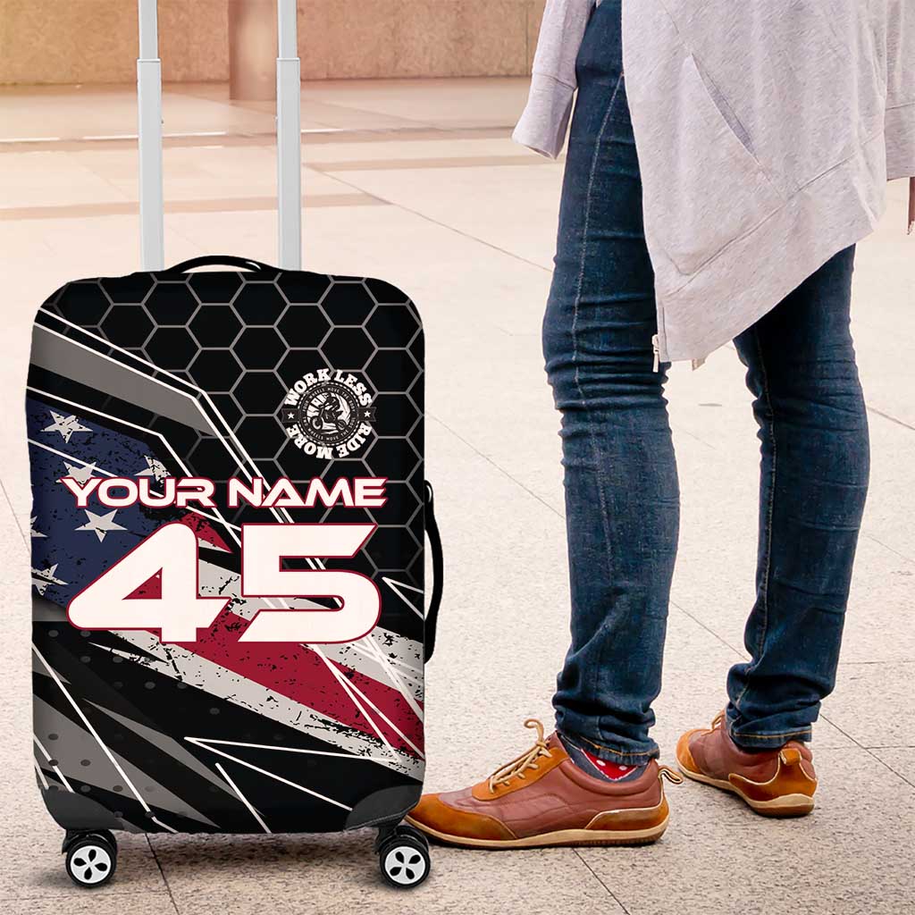 Custom American Flag Racing Luggage Cover Dirt Bike Motocross Racewear Hexagon and Lightning - Wonder Print Shop
