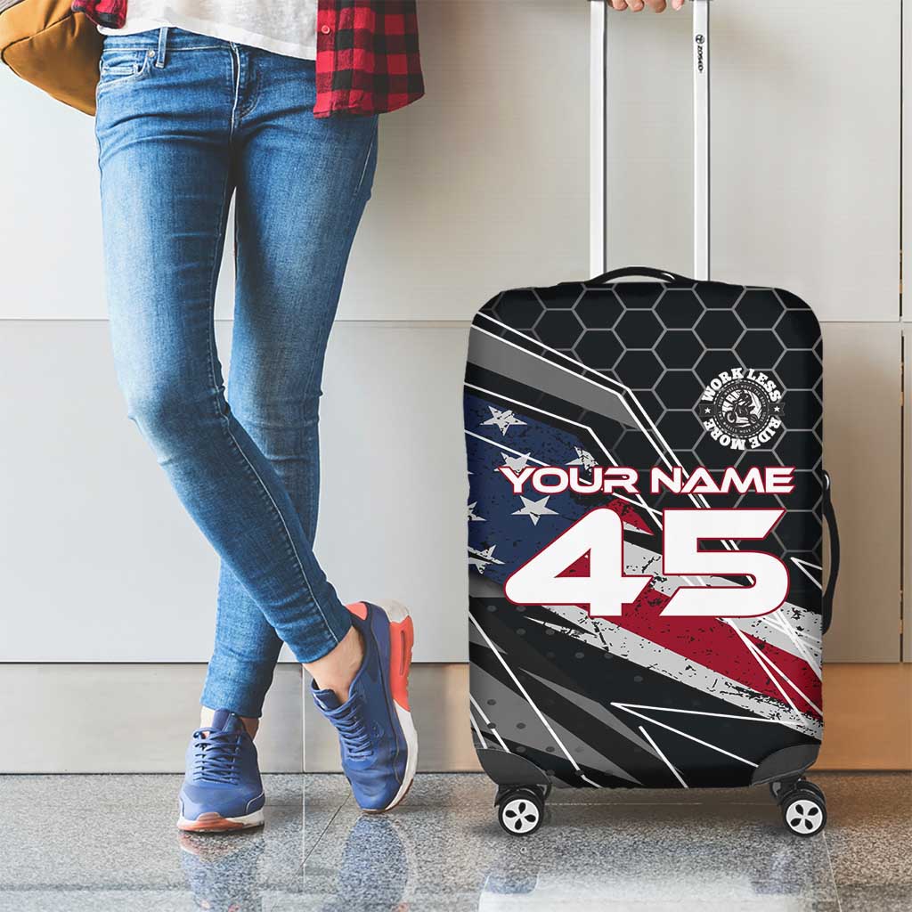 Custom American Flag Racing Luggage Cover Dirt Bike Motocross Racewear Hexagon and Lightning - Wonder Print Shop