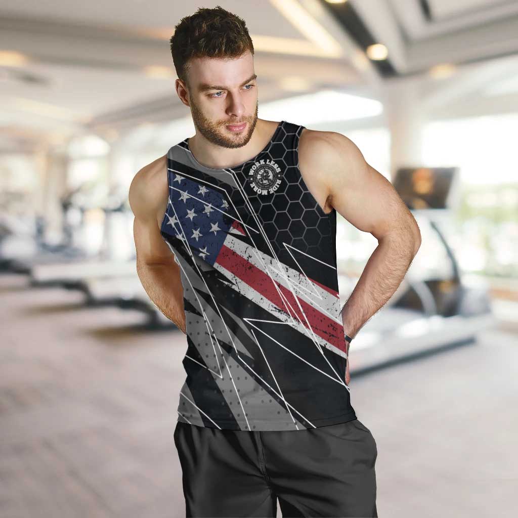 Custom American Flag Racing Men Tank Top Dirt Bike Motocross Racewear Hexagon and Lightning - Wonder Print Shop