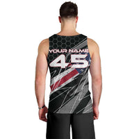 Custom American Flag Racing Men Tank Top Dirt Bike Motocross Racewear Hexagon and Lightning - Wonder Print Shop