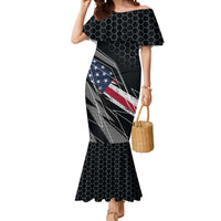 Custom American Flag Racing Mermaid Dress Dirt Bike Motocross Racewear Hexagon and Lightning - Wonder Print Shop