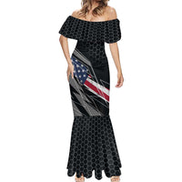 Custom American Flag Racing Mermaid Dress Dirt Bike Motocross Racewear Hexagon and Lightning - Wonder Print Shop