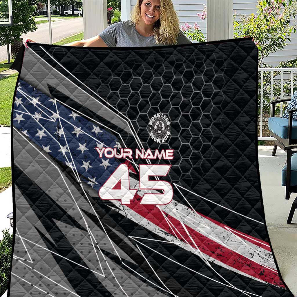 Custom American Flag Racing Quilt Dirt Bike Motocross Racewear Hexagon and Lightning - Wonder Print Shop