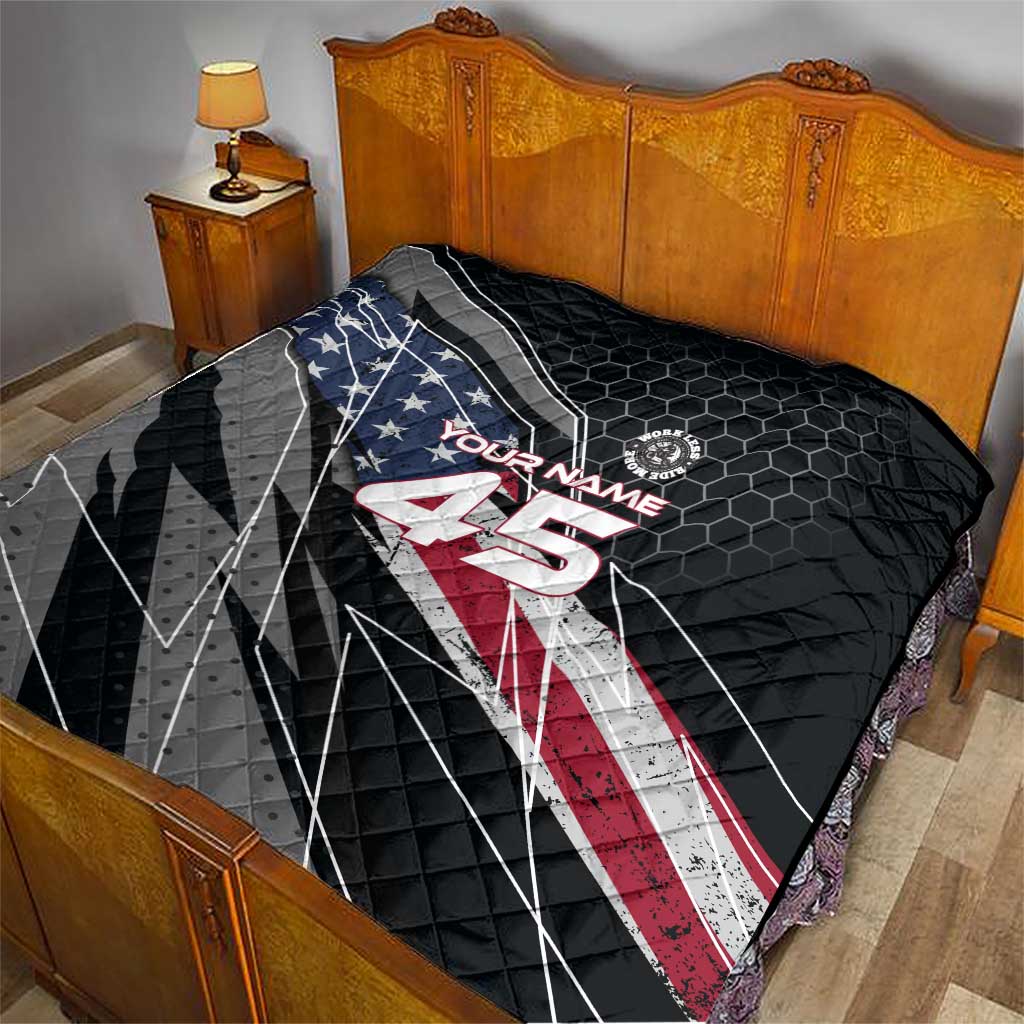 Custom American Flag Racing Quilt Dirt Bike Motocross Racewear Hexagon and Lightning - Wonder Print Shop