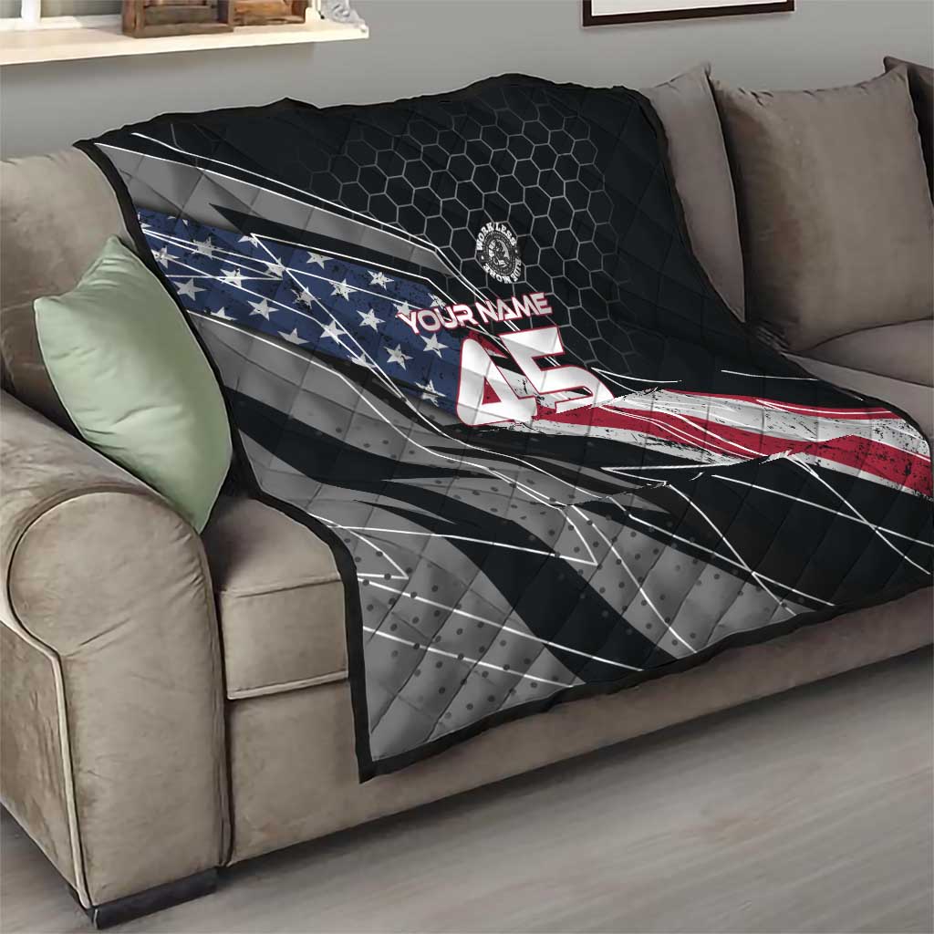 Custom American Flag Racing Quilt Dirt Bike Motocross Racewear Hexagon and Lightning - Wonder Print Shop