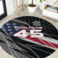 Custom American Flag Racing Round Carpet Dirt Bike Motocross Racewear Hexagon and Lightning - Wonder Print Shop