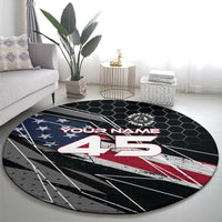 Custom American Flag Racing Round Carpet Dirt Bike Motocross Racewear Hexagon and Lightning - Wonder Print Shop