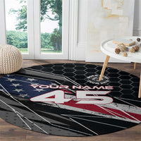 Custom American Flag Racing Round Carpet Dirt Bike Motocross Racewear Hexagon and Lightning - Wonder Print Shop
