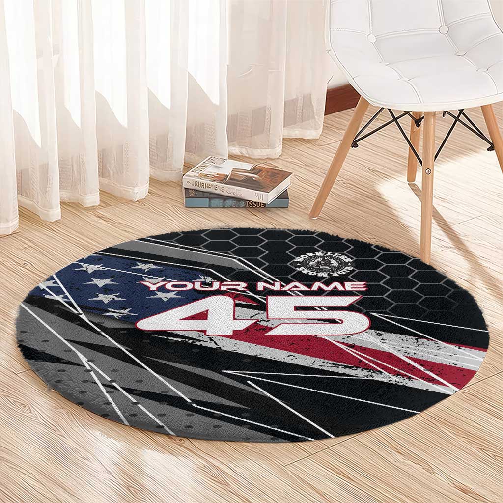 Custom American Flag Racing Round Carpet Dirt Bike Motocross Racewear Hexagon and Lightning - Wonder Print Shop