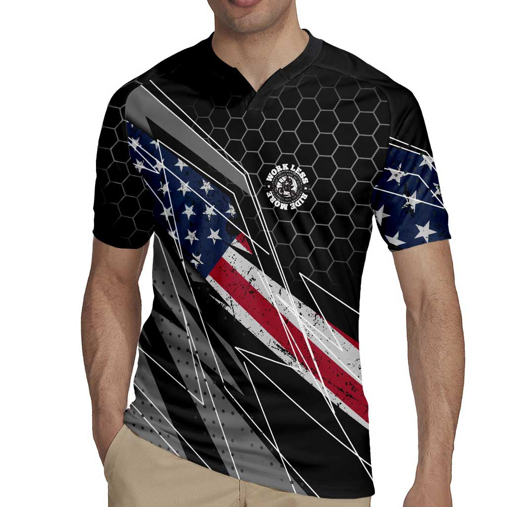 Custom American Flag Racing Rugby Jersey Dirt Bike Motocross Racewear Hexagon and Lightning - Wonder Print Shop