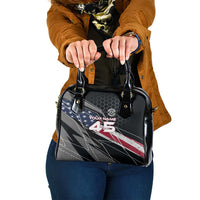 Custom American Flag Racing Shoulder Handbag Dirt Bike Motocross Racewear Hexagon and Lightning - Wonder Print Shop
