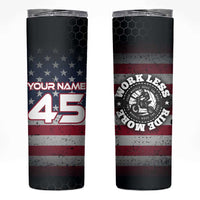 Custom American Flag Racing Skinny Tumbler Dirt Bike Motocross Racewear Hexagon and Lightning - Wonder Print Shop
