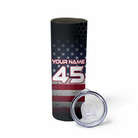 Custom American Flag Racing Skinny Tumbler Dirt Bike Motocross Racewear Hexagon and Lightning - Wonder Print Shop