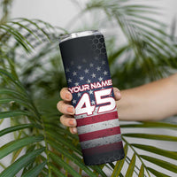 Custom American Flag Racing Skinny Tumbler Dirt Bike Motocross Racewear Hexagon and Lightning - Wonder Print Shop