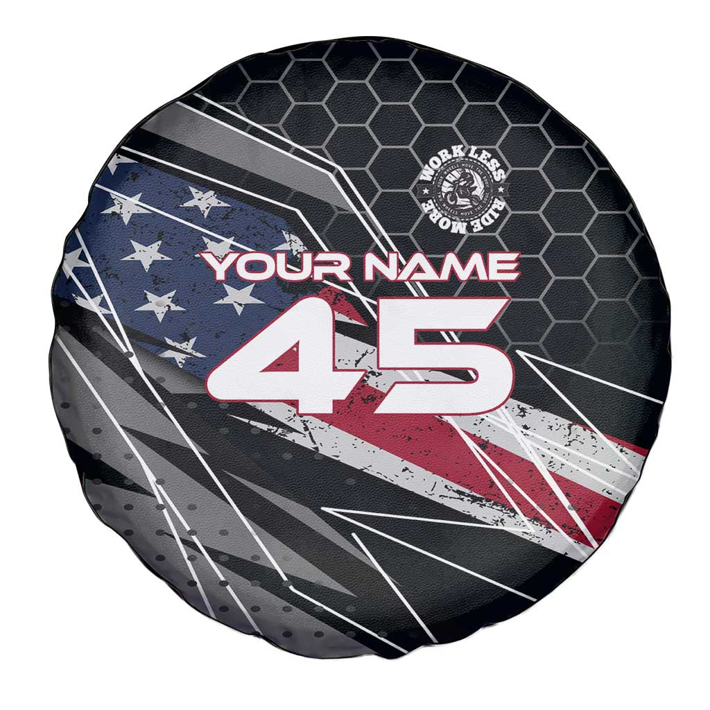 Custom American Flag Racing Spare Tire Cover Dirt Bike Motocross Racewear Hexagon and Lightning - Wonder Print Shop