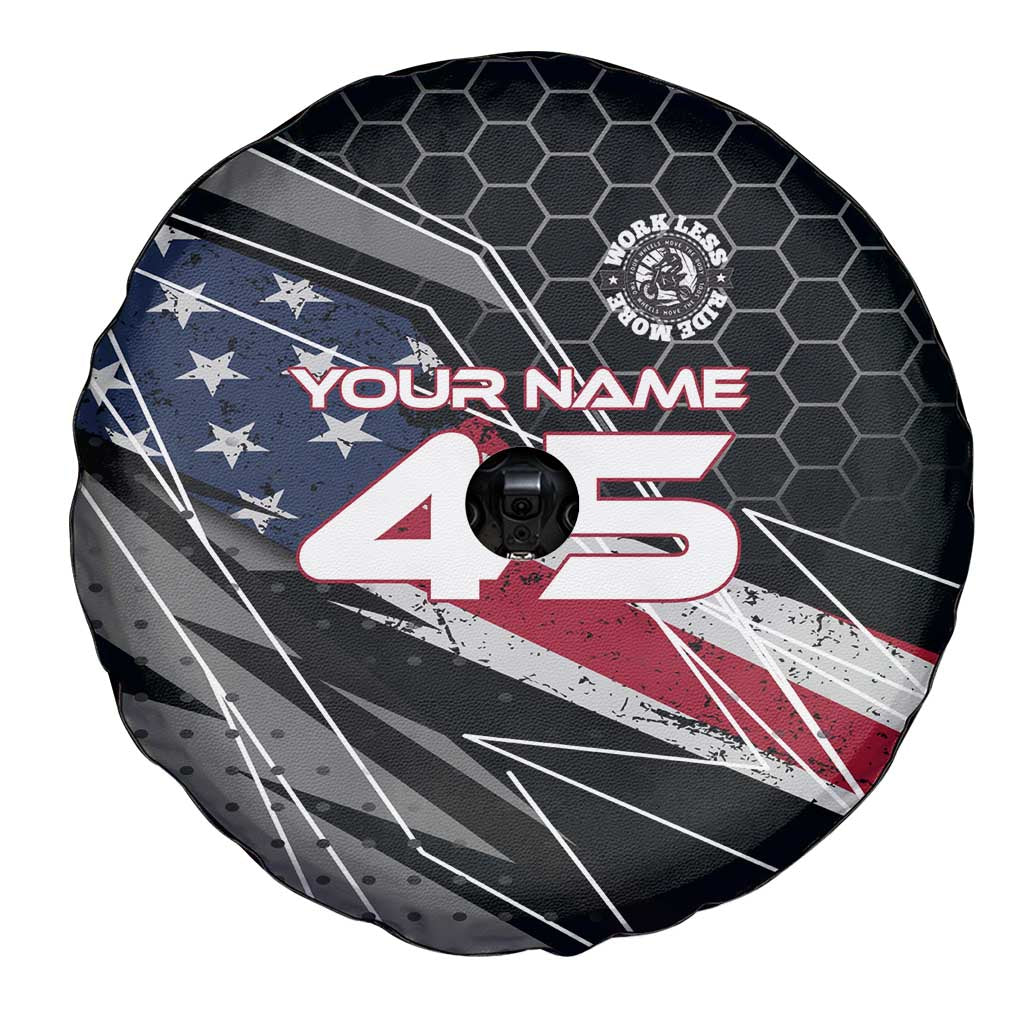 Custom American Flag Racing Spare Tire Cover Dirt Bike Motocross Racewear Hexagon and Lightning - Wonder Print Shop