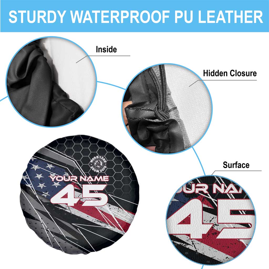 Custom American Flag Racing Spare Tire Cover Dirt Bike Motocross Racewear Hexagon and Lightning - Wonder Print Shop