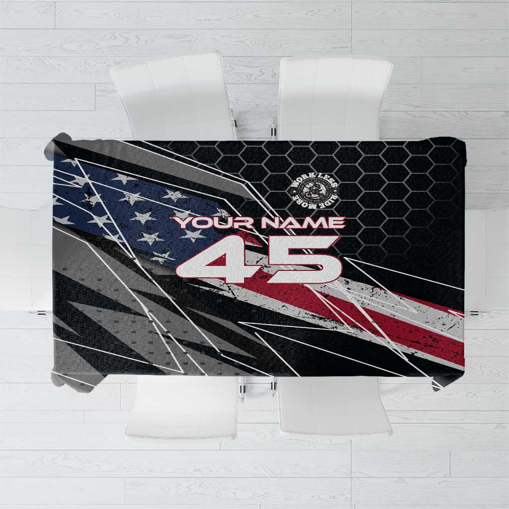 Custom American Flag Racing Tablecloth Dirt Bike Motocross Racewear Hexagon and Lightning - Wonder Print Shop
