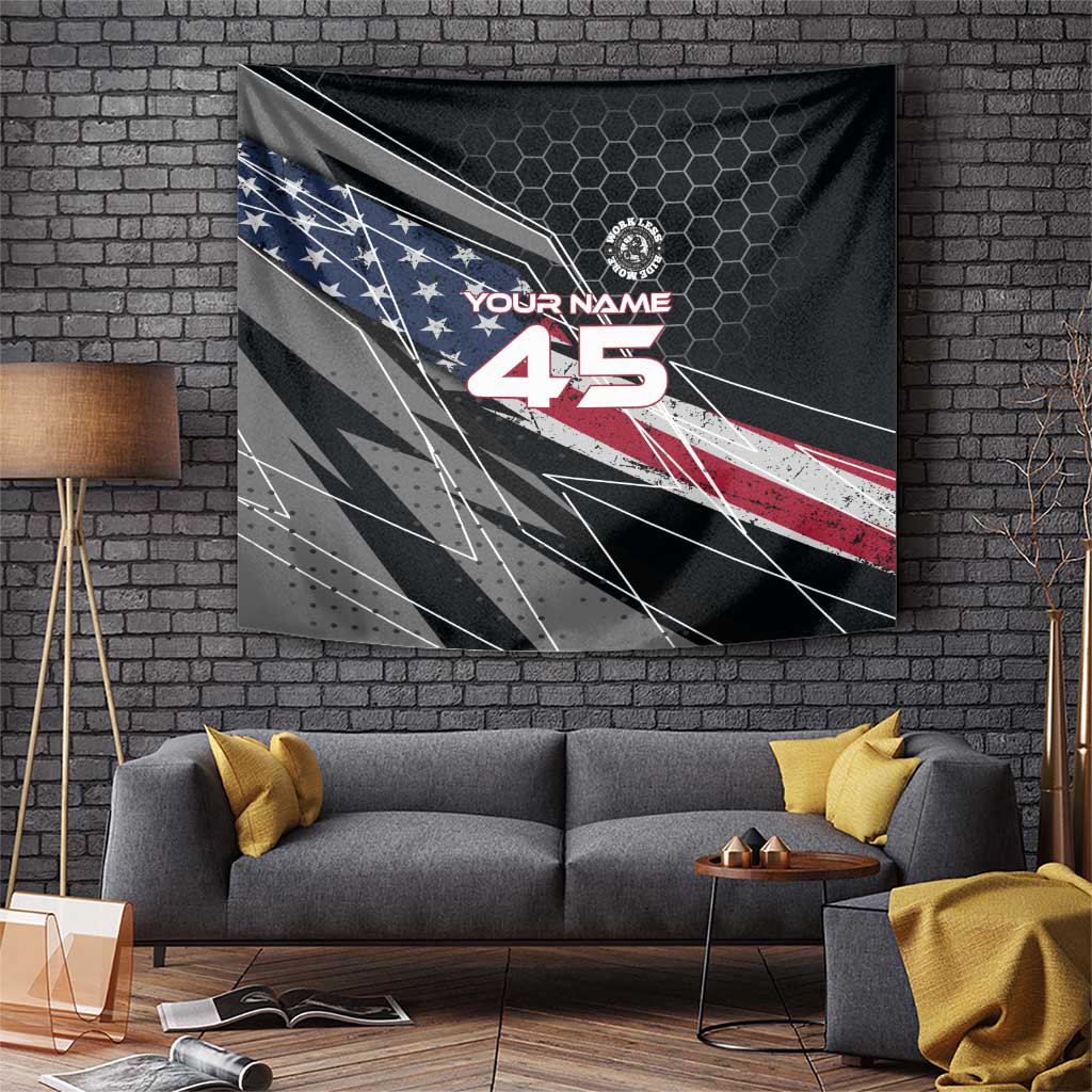 Custom American Flag Racing Tapestry Dirt Bike Motocross Racewear Hexagon and Lightning - Wonder Print Shop