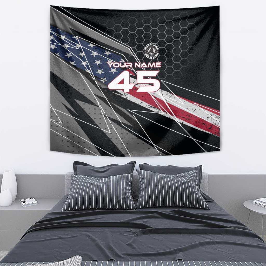 Custom American Flag Racing Tapestry Dirt Bike Motocross Racewear Hexagon and Lightning - Wonder Print Shop