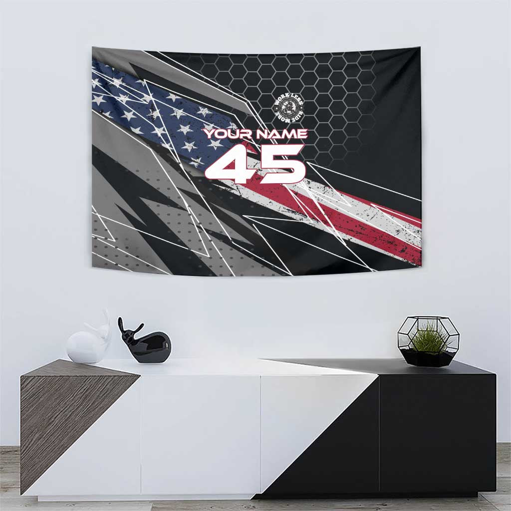 Custom American Flag Racing Tapestry Dirt Bike Motocross Racewear Hexagon and Lightning - Wonder Print Shop
