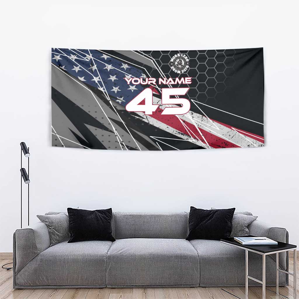Custom American Flag Racing Tapestry Dirt Bike Motocross Racewear Hexagon and Lightning - Wonder Print Shop