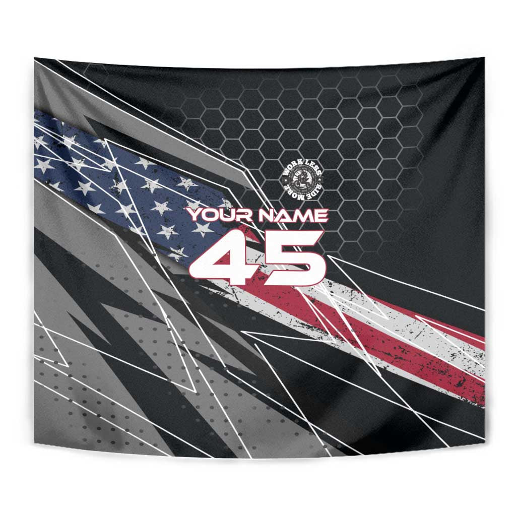 Custom American Flag Racing Tapestry Dirt Bike Motocross Racewear Hexagon and Lightning - Wonder Print Shop