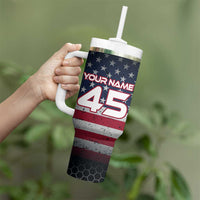 Custom American Flag Racing Tumbler With Handle Dirt Bike Motocross Racewear Hexagon and Lightning - Wonder Print Shop
