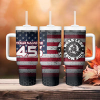 Custom American Flag Racing Tumbler With Handle Dirt Bike Motocross Racewear Hexagon and Lightning - Wonder Print Shop
