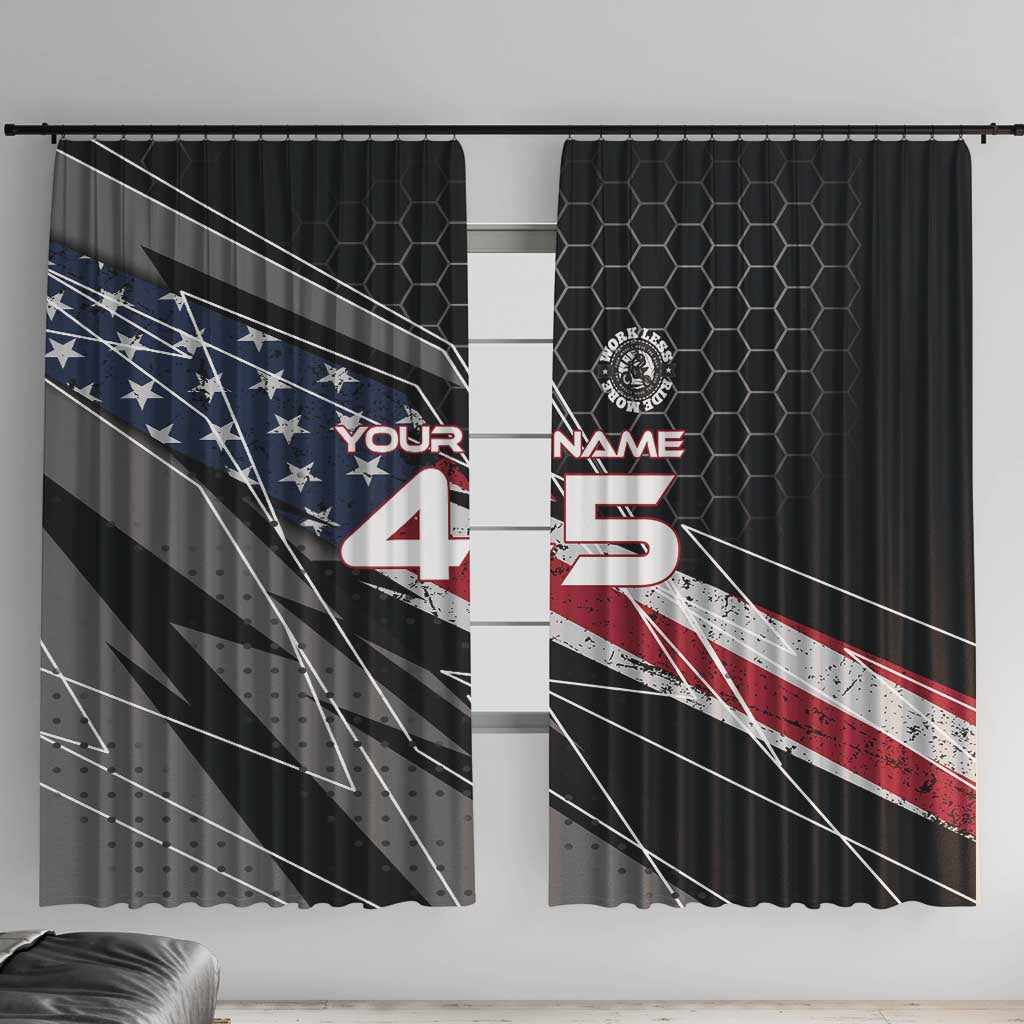 Custom American Flag Racing Window Curtain Dirt Bike Motocross Racewear Hexagon and Lightning - Wonder Print Shop