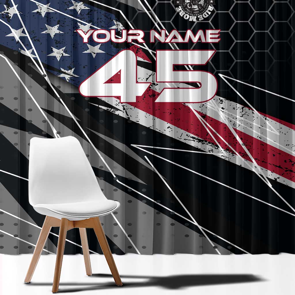 Custom American Flag Racing Window Curtain Dirt Bike Motocross Racewear Hexagon and Lightning - Wonder Print Shop