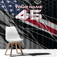 Custom American Flag Racing Window Curtain Dirt Bike Motocross Racewear Hexagon and Lightning - Wonder Print Shop