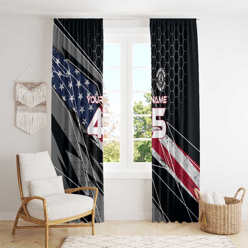 Custom American Flag Racing Window Curtain Dirt Bike Motocross Racewear Hexagon and Lightning - Wonder Print Shop