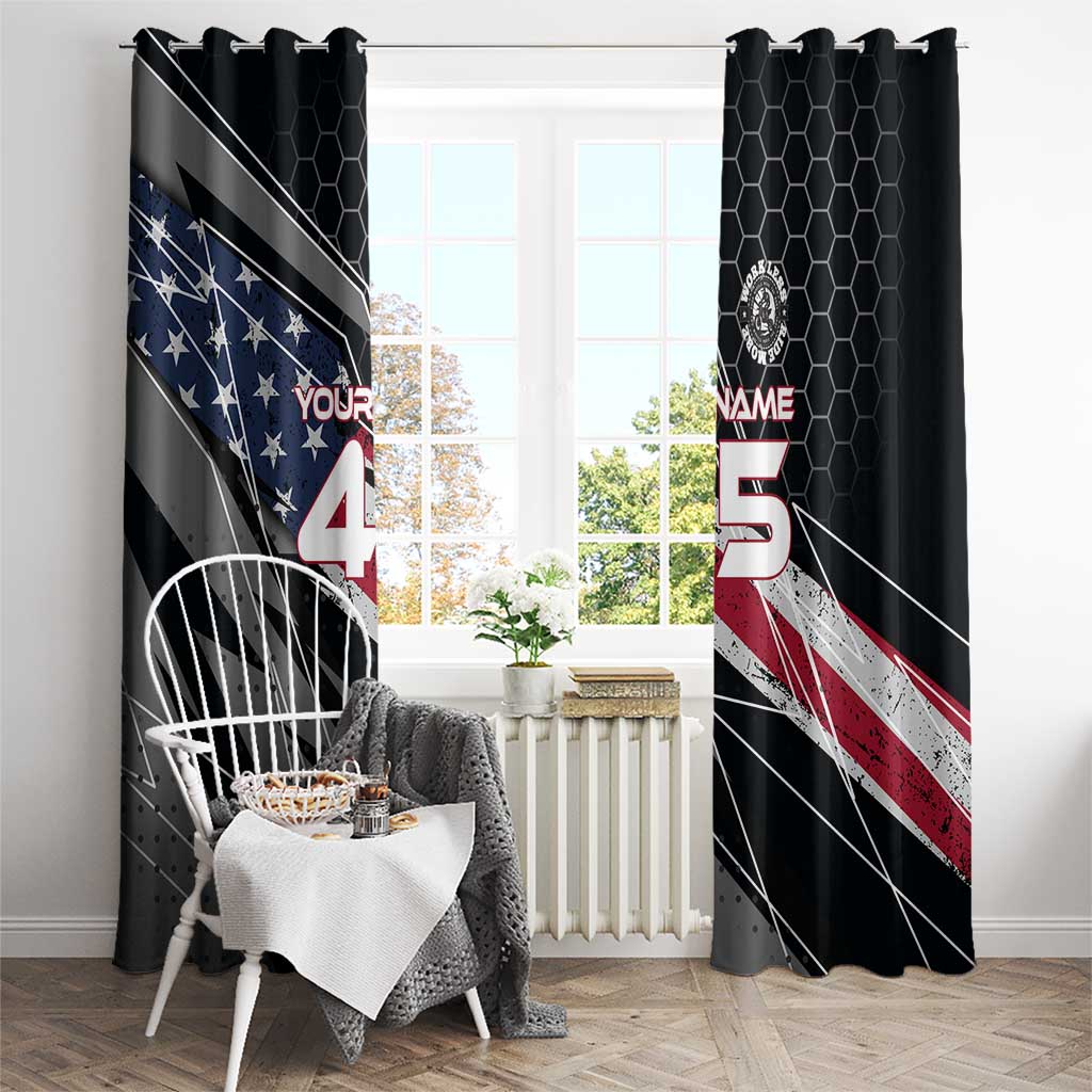 Custom American Flag Racing Window Curtain Dirt Bike Motocross Racewear Hexagon and Lightning - Wonder Print Shop
