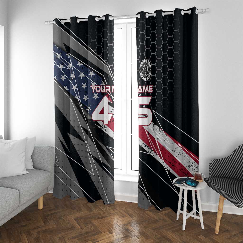 Custom American Flag Racing Window Curtain Dirt Bike Motocross Racewear Hexagon and Lightning - Wonder Print Shop