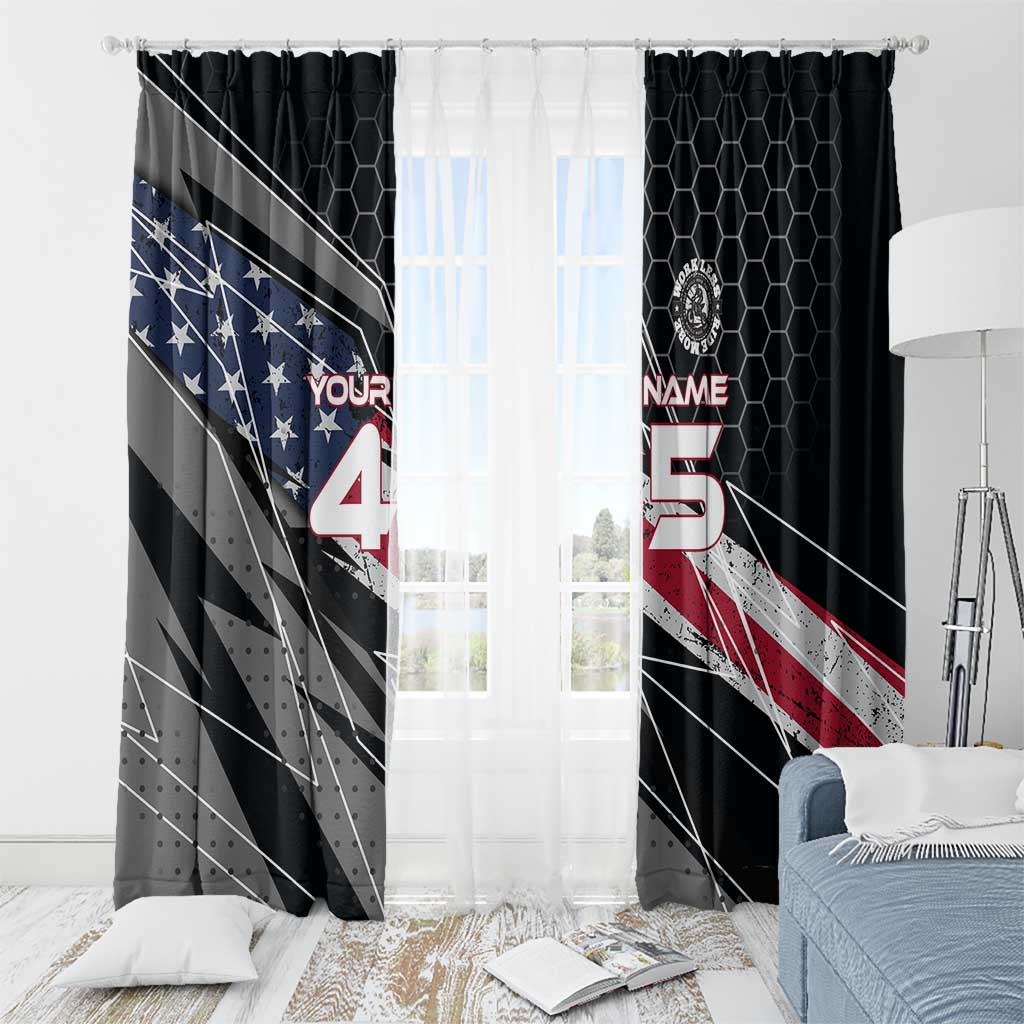 Custom American Flag Racing Window Curtain Dirt Bike Motocross Racewear Hexagon and Lightning - Wonder Print Shop