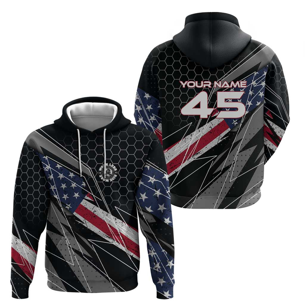 Custom American Flag Racing Zip Hoodie Dirt Bike Motocross Racewear Hexagon and Lightning - Wonder Print Shop