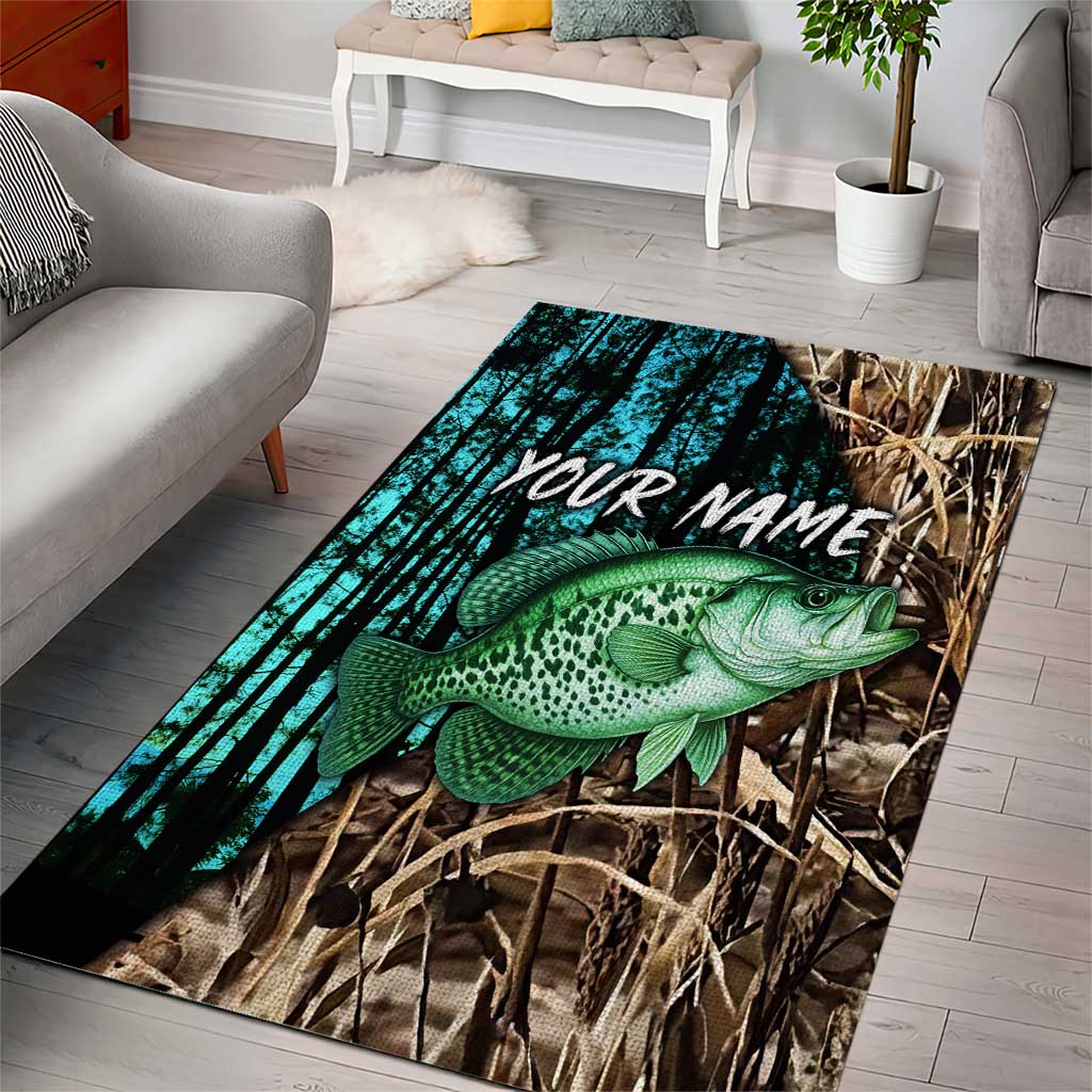 Crappie Fishing Customize Name Area Rug Forest and Camo Background in Outdoor Fishing - Wonder Print Shop