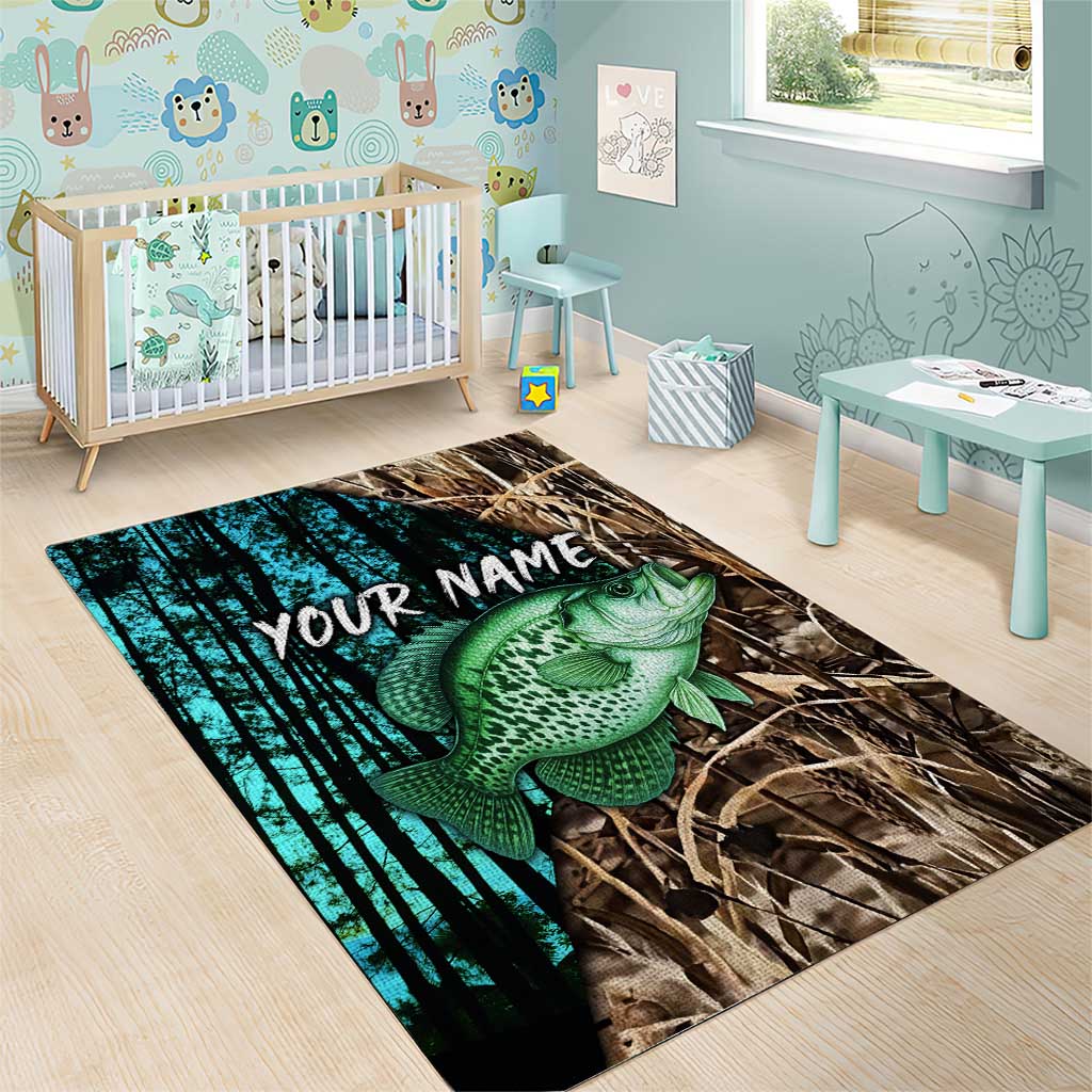 Crappie Fishing Customize Name Area Rug Forest and Camo Background in Outdoor Fishing - Wonder Print Shop