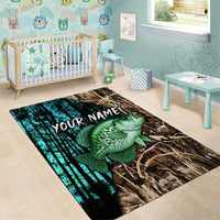 Crappie Fishing Customize Name Area Rug Forest and Camo Background in Outdoor Fishing - Wonder Print Shop