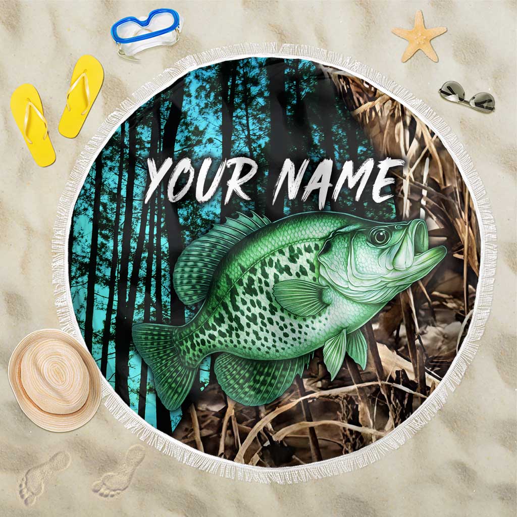 Crappie Fishing Customize Name Beach Blanket Forest and Camo Background in Outdoor Fishing - Wonder Print Shop