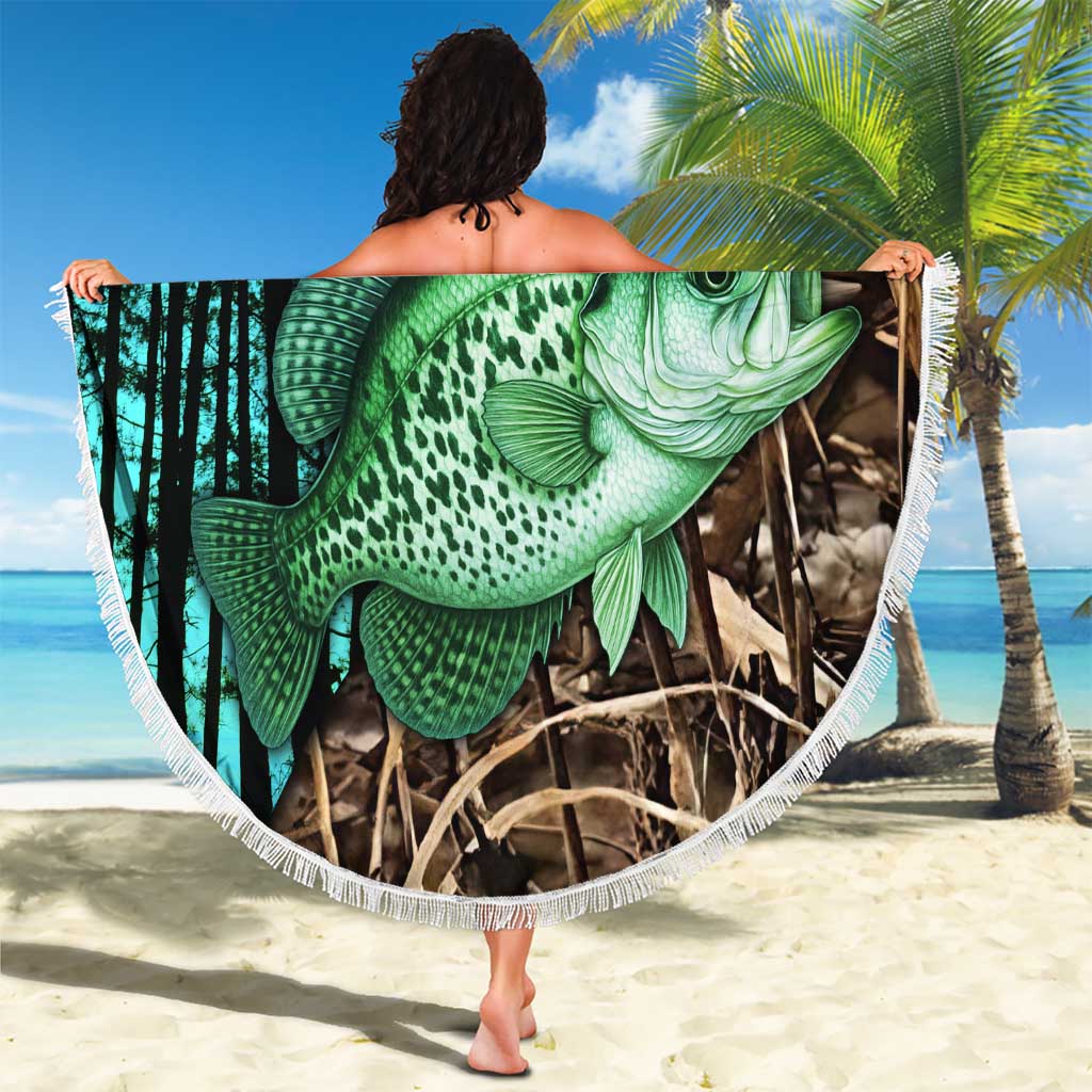 Crappie Fishing Customize Name Beach Blanket Forest and Camo Background in Outdoor Fishing - Wonder Print Shop