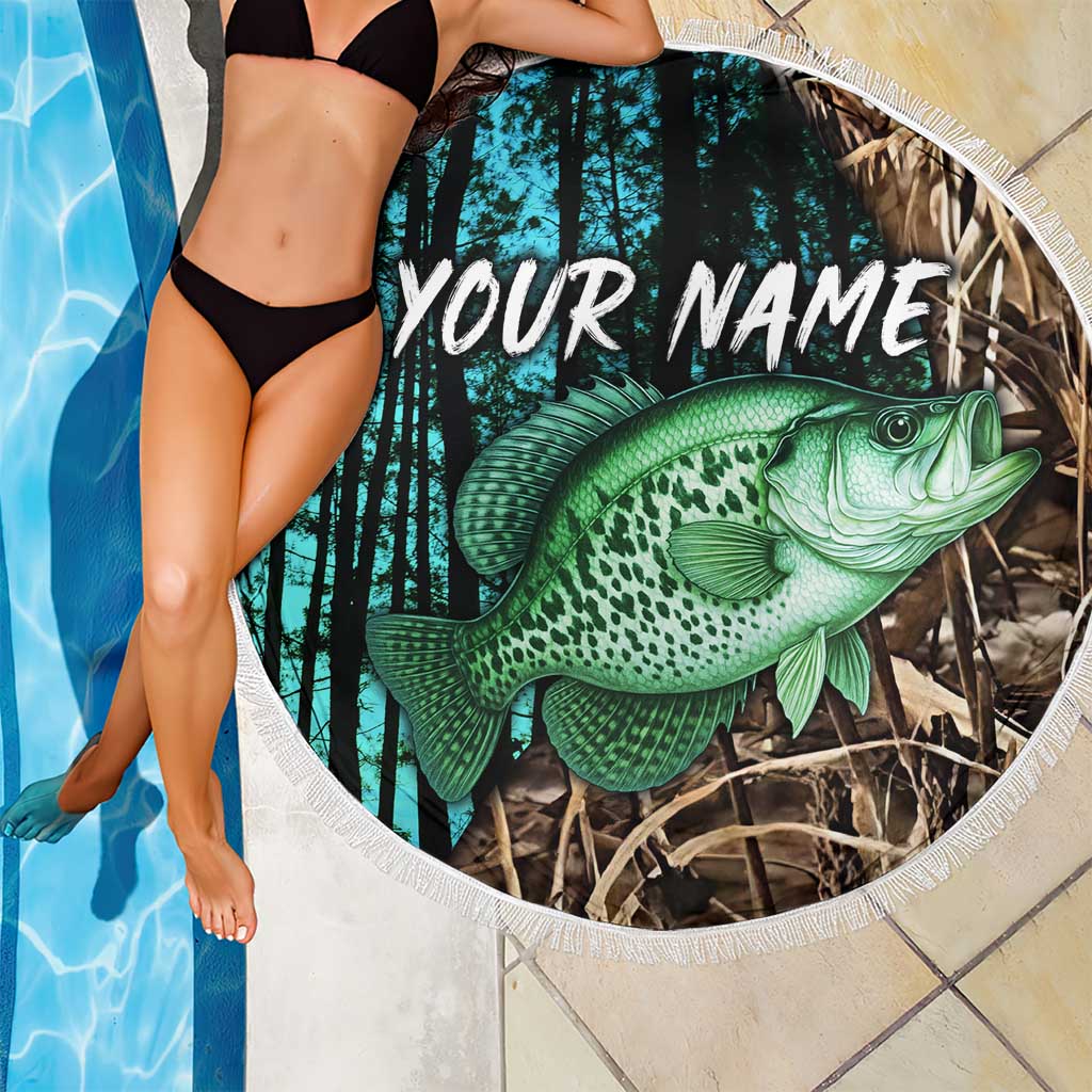 Crappie Fishing Customize Name Beach Blanket Forest and Camo Background in Outdoor Fishing - Wonder Print Shop
