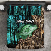 Crappie Fishing Customize Name Bedding Set Forest and Camo Background in Outdoor Fishing - Wonder Print Shop