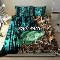 Crappie Fishing Customize Name Bedding Set Forest and Camo Background in Outdoor Fishing - Wonder Print Shop